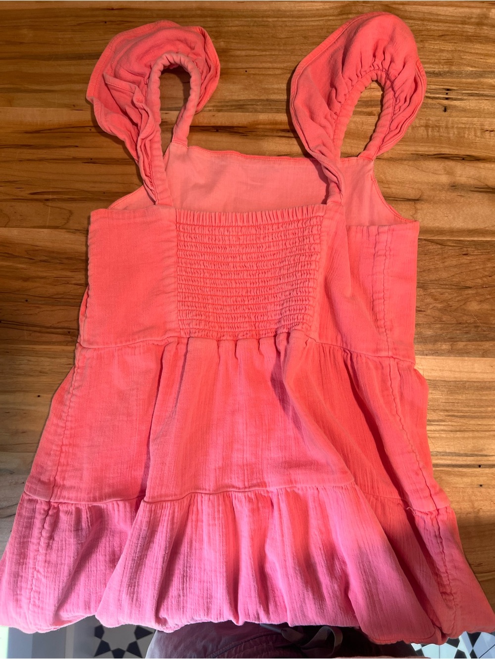 Vineyard Vines Girls Coral Tiered Cotton Dress Sz 10 Puff Sleeve Summer Beach - Picture 4 of 9